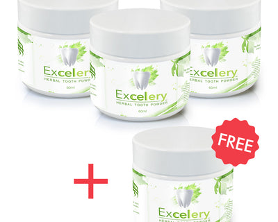 4-Month Supply: 4 Jars of Excelery Herbal Tooth Powder