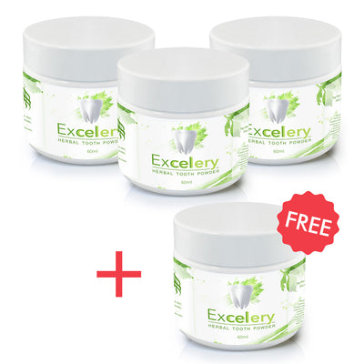 4-Month Supply: 4 Jars of Excelery Herbal Tooth Powder